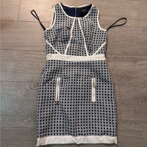 Ann Taylor Navy and Cream Geometric Mini Dress